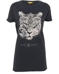 Sarah Kern - T-Shirt Kurzarmshirt Figurumspielend mit auffälligem Tiger-Motiv - Lyst