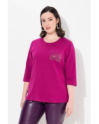 Ulla Popken - T- Shirt Zierstein-Brusttasche Rundhals 3/4-Arm - Lyst