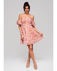 Ombre - Abendkleid Schulterfreies mit 3D-Blumenoptik - Lyst