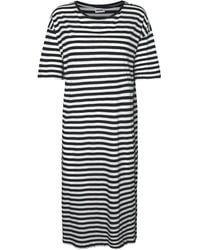 Noisy May - Shirtkleid Kurzarm Kleid Regular Fit Sommer Dress Rundhals (lang) 5391 in weiß/schwarz - Lyst