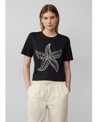 S.oliver - Kurzarmshirt Jersey-T-Shirt mit Frontprint und Schmuckperlen - Lyst