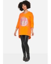 Angel of Style - Longshirt T-Shirt A-Linie Pailletten-Smiley V-Ausschnitt - Lyst