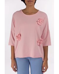 La Strada - Sweatshirt mit 3D-Blumen - Lyst