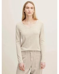 Tom Tailor - Dünner Strickpullover -Ausschnitt Stretch sweater basic v-neck - Lyst