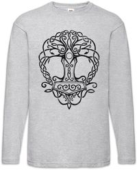 Urban Backwoods - Langarmshirt Yggdrasil Mjölnir Langarm T-Shirt Weltenbaum Tree of Life Walhall - Lyst