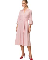 Zero - Midikleid mit Bindegürtel Knopfleiste - Lyst
