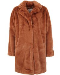Rino & Pelle Fellimitatmantel »JOELA« Druckknopf - Braun