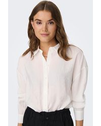 ONLY - Blusenshirt Langarm Bluse Weites Oversize Hemd Shirt ONLIRIS 5635 in Weiß-3 - Lyst
