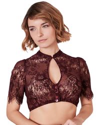 KRÜGER - Dirndlbluse 'Teona' Halbarm 213166, Bordeaux Spitze - Lyst