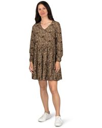DENIMFY - Sommerkleid Kleid DFIda A-Linie langarm Freizeitkleid mit V-Ausschnitt aus 100% Viskose - Lyst