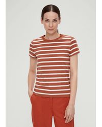 S.oliver - Kurzarmshirt T-Shirt aus Baumwollstretch Stickerei - Lyst