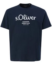S.oliver - . Rundhalsshirt Übergrößen T-Shirt navy Logo-Frontprint - Lyst