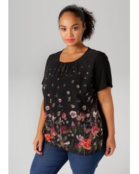 Aniston PLUS - Shirtbluse mit farbenfroher Blumenwiese bedruckt - Lyst