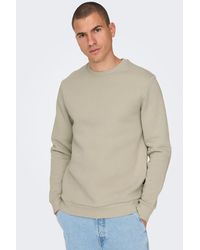 Only & Sons - Basic Sweatshirt Langarm Pullover ohne Kapuze ONSCERES 5428 in Beige-2 - Lyst