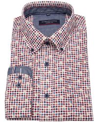 CASA MODA - Langarmhemd Comfort Fit Button-Down-Kragen Kontrastknöpfe - Lyst