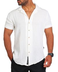 Carisma - Kurzarmhemd Sommer Hemd trendig luftig grob gewebt retro Look 9180 Regular Kurzarm Kentkragen Uni - Lyst