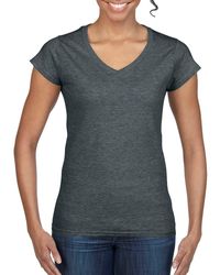 Gildan - T-Shirt -Neck V-Ausschnitt Baumwolle Shirts Lady Fit - Lyst