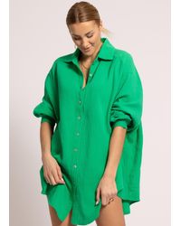 SassyClassy - Longbluse Oversize Musselin Bluse Langarm Elegant Hemdbluse) - Lyst