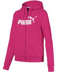 PUMA Sweater »Essentials Damen Fleece Sweatjacke mit Kapuze« - Pink