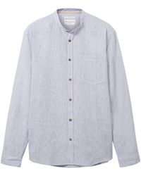Tom Tailor - Kurzarmshirt striped cotton linen shirt - Lyst