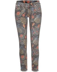 BLUE FIRE Skinny-fit-Jeans »Chloe« im bunten Jungle Allover -Design - Grau