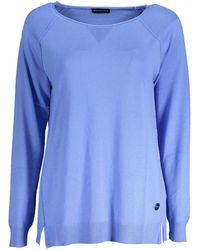 North Sails - Strickpullover Blauer pullover mit weiterem Ausschnitt aus recycelten Fasern - Lyst