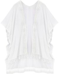 Lascana Pareo Strandponcho mit Stickerei - Weiß