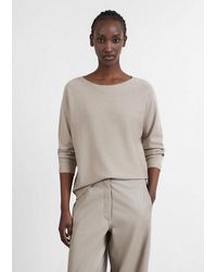 Comma, - Longpullover Strickpullover Feinstrick-Pullover Mit Glitzergarn Und U-Boot-Ausschnitt - Lyst