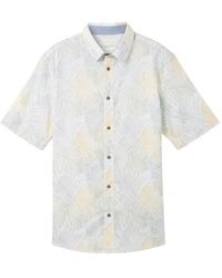 Tom Tailor - T- comfort printed shirt, white multicolor leaf design - Lyst