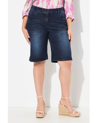 Ulla Popken - Regular-fit-Jeans Boyfriend-Jeansbermuda weites Bein Elastikbund - Lyst