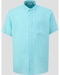 S.oliver - Kurzarmhemd Hemd aus Leinen Garment Dye - Lyst