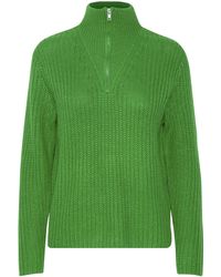 B.Young - Strickpullover Grobstrick Pullover Troyer Sweater mit Reißverschluss Kragen 6677 in Grün - Lyst