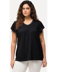 Ulla Popken - T-Shirt Zierfalten A-Linie V-Ausschnitt Halbarm - Lyst
