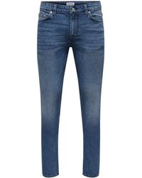 Only & Sons - Slim Fit Jeans Basic Hose Stoned Washed Denim Pants ONSLOOM 5615 in Blau - Lyst