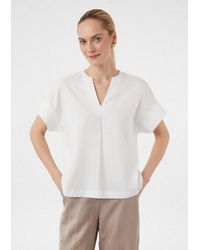 Comma, - Kurzarmshirt T-Shirt Blusenshirt Im Relaxed Fit Mit Tunika-Ausschnitt - Lyst