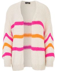 SassyClassy - Oversize Strickjacke aus weichem Grobstrick Lässiger Strick Cardigan mit Streifen - Lyst