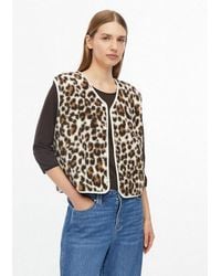 S.oliver - Funktionsweste Indoor-Weste Teddy-Weste Mit Leo-Muster Im Relaxed Fit - Lyst