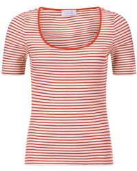 Rich & Royal - T- Organic Rib Shirt Striped, cherry tomato - Lyst