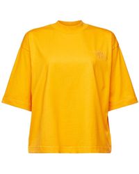 Esprit - 3/4-Arm- Baumwoll-T-Shirt mit Logo und Stehkragen - Lyst