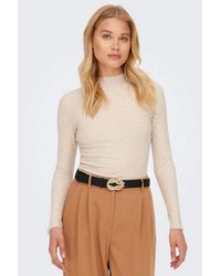ONLY - Langarmshirt Onlemma L/S High Neck Top Materialmix - Lyst
