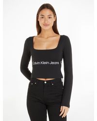 Calvin Klein - T-Shirt LOGO ELASTIC MILANO LS TOP - Lyst