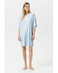 Mey - Nachthemd Damen Bigshirt Kurzarm Serie Simple Stripes (1-Tlg) Basic Nachthemd, Gestreift, Interlock, Baumwolle - Lyst