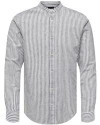 Only & Sons - Langarmhemd Leichtes Leinen Hemd Langarm Slim Fit ONSCAIDEN LS MAO STRIPE LINEN SHIRT NOOS - Lyst