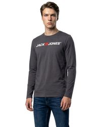 Jack & Jones - Langarmshirt Stilvolles Regular Fit Longsleeve Mit Printdruck Bequemes Oberteil Aus Baumwolle Mit Rundhalsausschnitt - Lyst