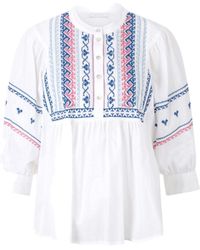 Rich & Royal - Klassische Bluse blouse with embroidery organic - Lyst