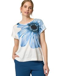 Zero - Kurzarmshirt Satinshirt mit Blumendruck (1-tlg) Ziersteine - Lyst