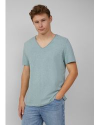 QS - Kurzarmshirt Gewaschenes T-Shirt mit Rollkante in Melange-Optik Waschung - Lyst