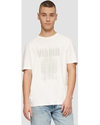 QS - Kurzarmshirt Basic Rundhals T-Shirt mit Frontprint Artwork - Lyst