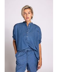 Zhrill - Blusenshirt PARA Denim-Look, mit Knopfleiste - Lyst