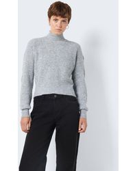 Noisy May - Strickpullover Cropped Rippstrick Pullover Rundhals NMNELLA 6447 in Grau - Lyst
